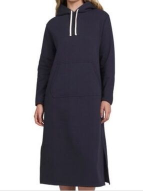 Lands End Hooded Lounger Sweatshirt Dress Heavyweight Kangaroo Pocket